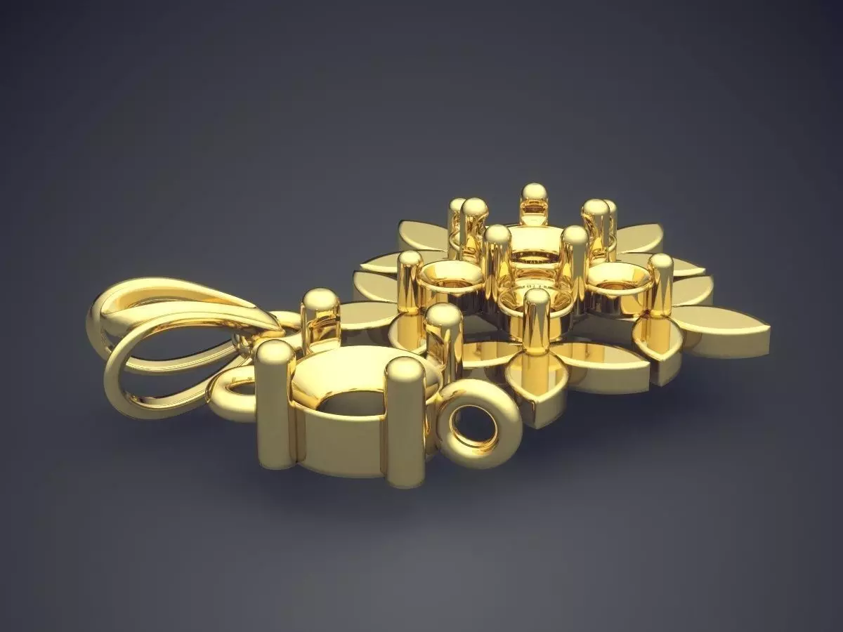 Flower Shape Pendant 2802 3D print model_3