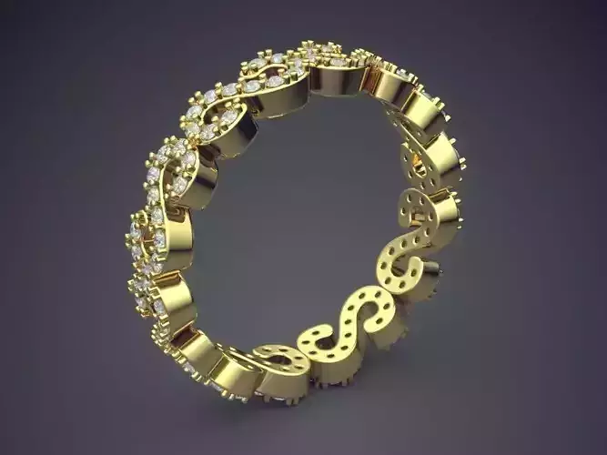 S-shaped Ring With Diamonds 2803 3D print model