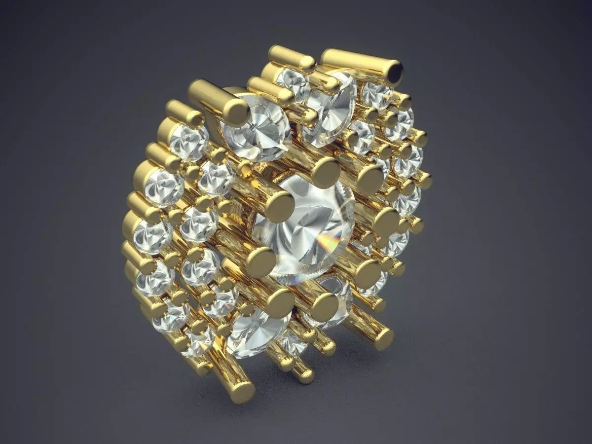 Detailed Brooch With Diamonds 2798 3D print model_0