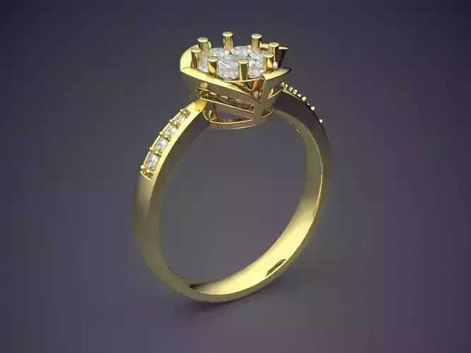 Impressive Minimal Golden Engagement Ring With Diamonds