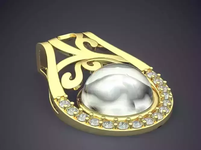 Detailed Pendant With Pearl 2774