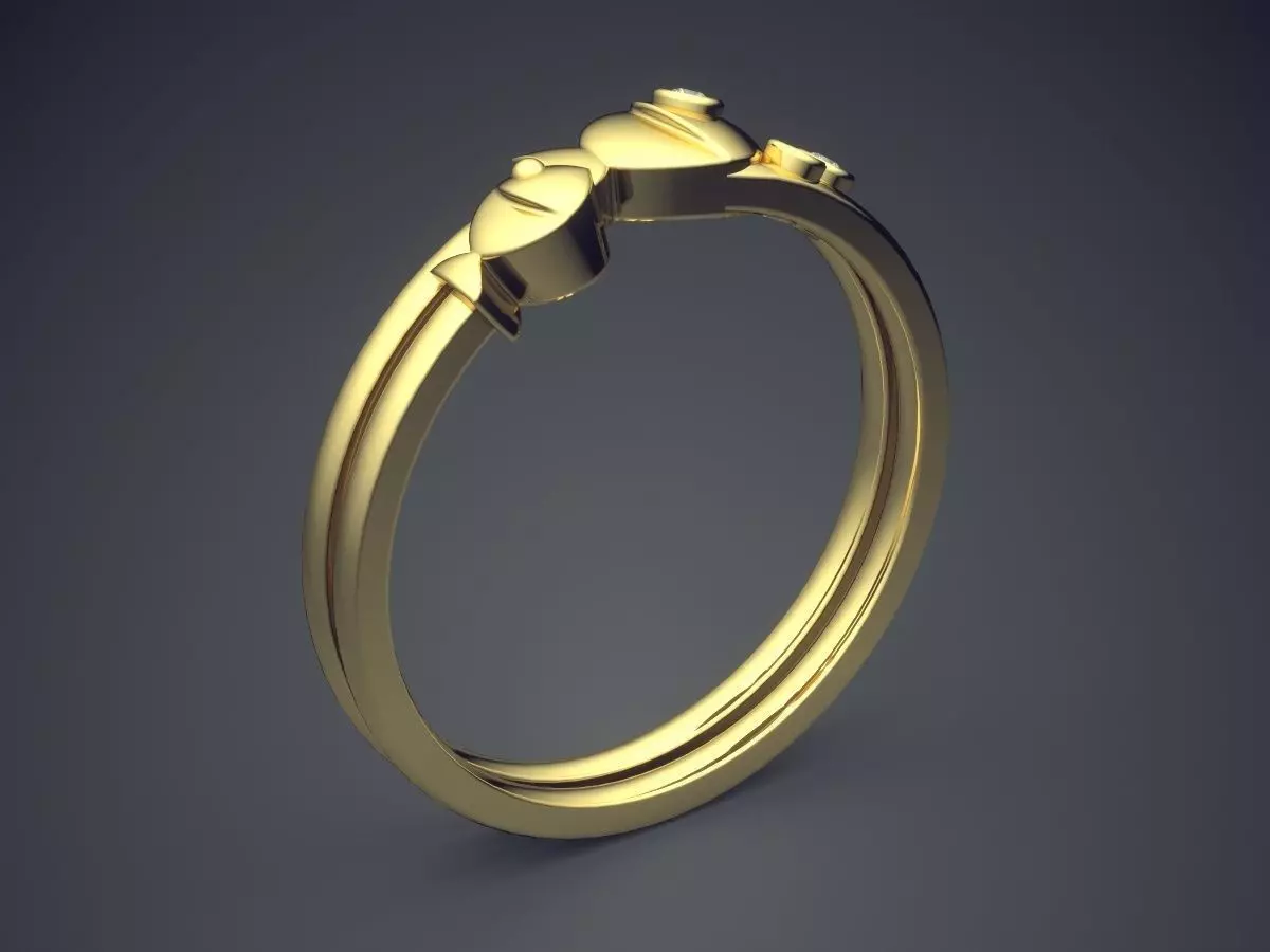 Cute Simple Minimal Ring With Diamonds 3D print model_0