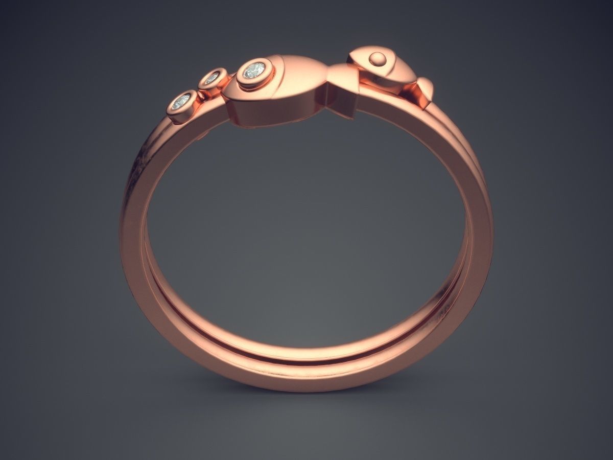 Cute Simple Minimal Ring With Diamonds 3D print model_2