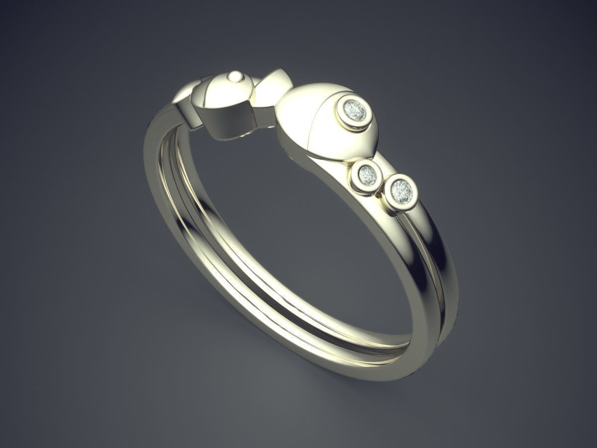 Cute Simple Minimal Ring With Diamonds 3D print model_1