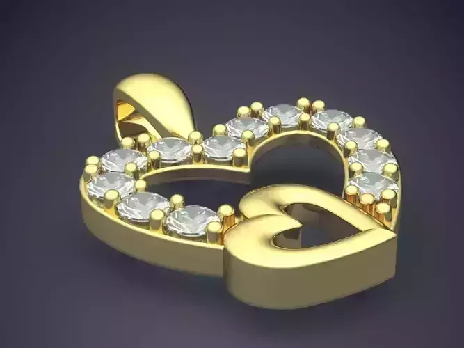 Heart Shape Pendant With Diamonds 2770 3D print model