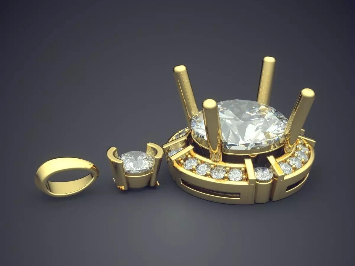 Pendant With Diamonds 2765 3D print model_3