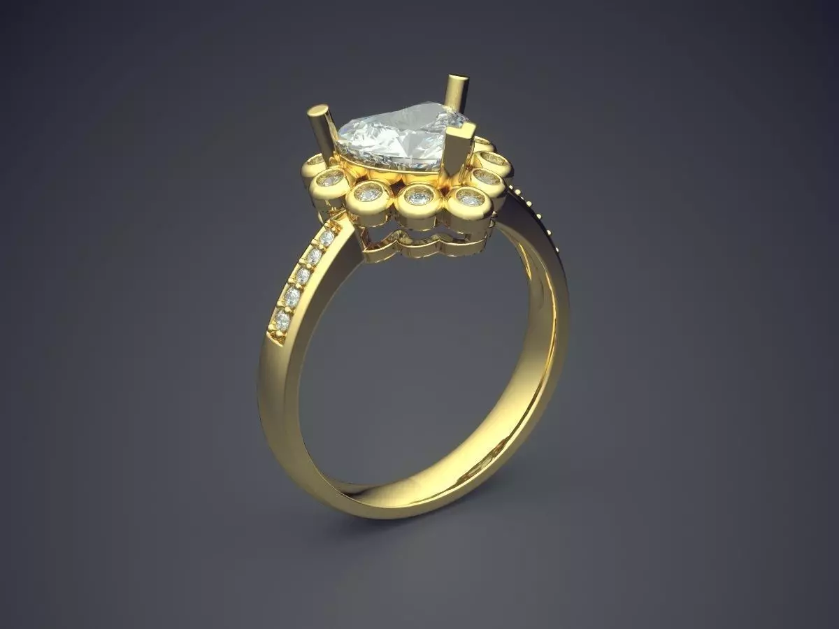 Engagement Ring With Diamonds 2757 3D print model