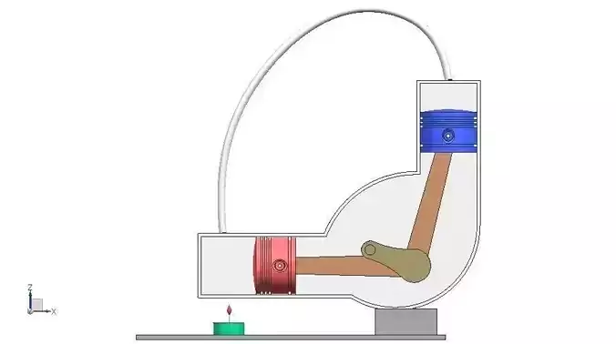 Alpha Stirling Engine Free 3D model