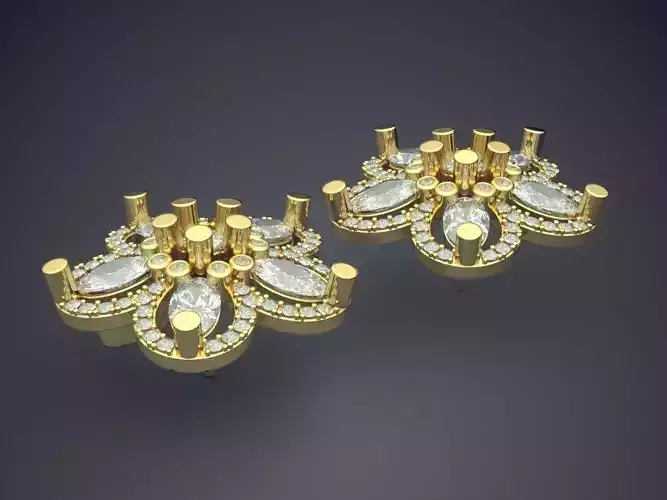 Fancy Cute Flower-Shaped Earrings with Diamonds