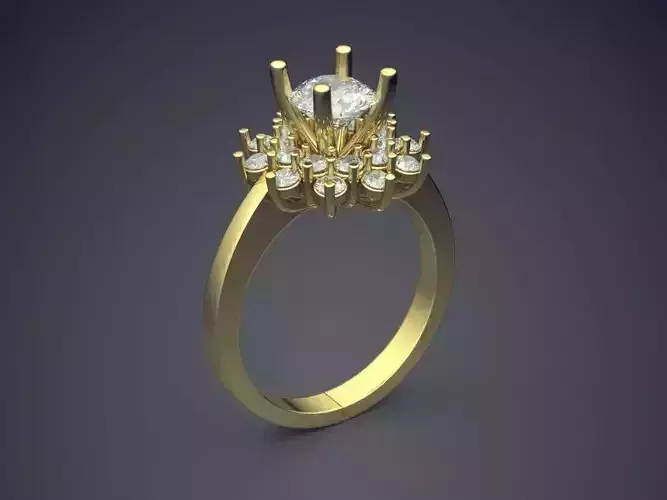 Fancy Glamorous Flower-Shaped Engagement Ring With Diamonds