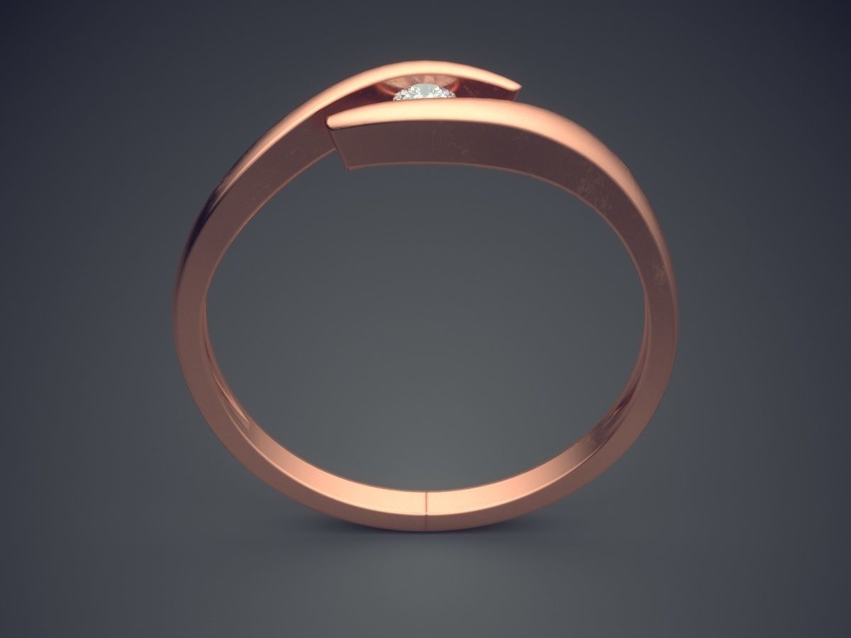 Curved Ring With Small Diamond 2731 3D print model_2