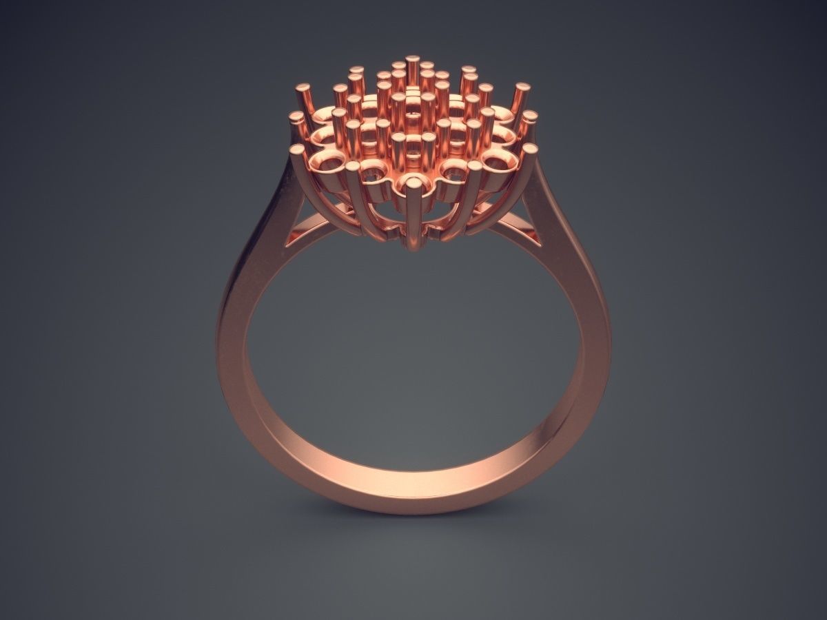 Beautiful Precious Minimalistic Engagement Ring with Diamonds 3D print model_2