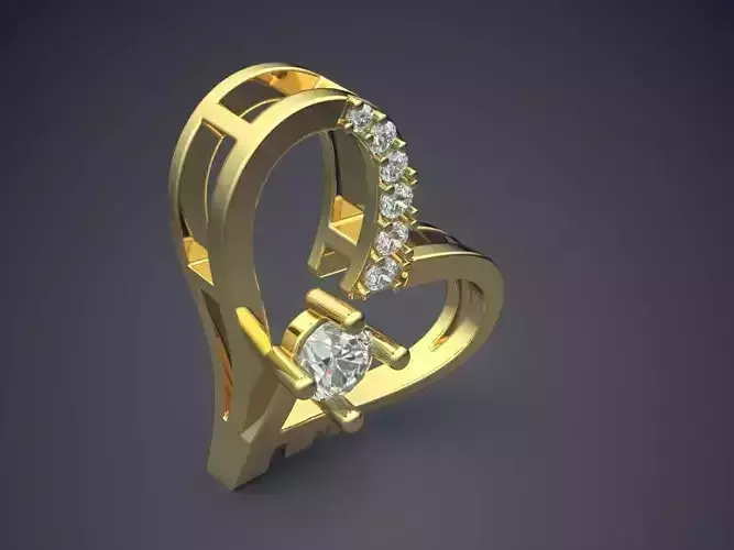 Heart Shape Pendant With Diamonds 2721 3D print model