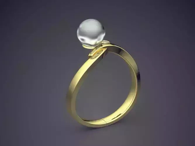 Curved Engagement Ring With Pearl 2716