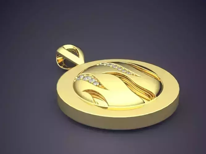 Engraved Pendant With Small Diamonds 2707