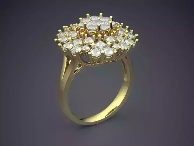 Flower-shaped Ring With Diamonds 2704
