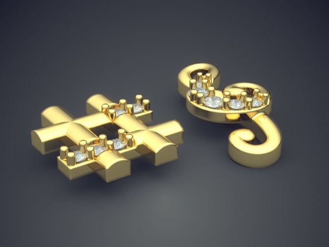 Hashtag And Note Brooches 2696 3D print model