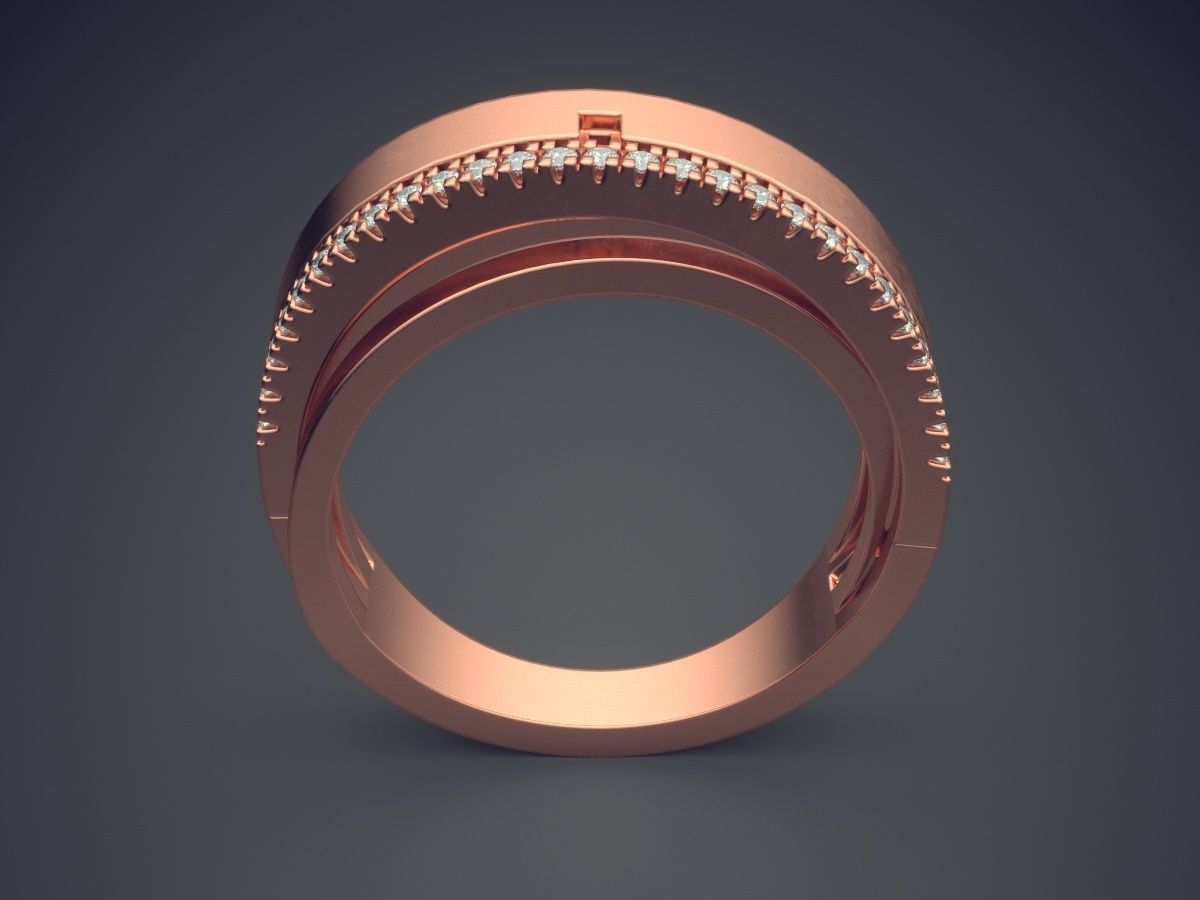 Detailed Ring With Diamonds 2692 3D print model_2