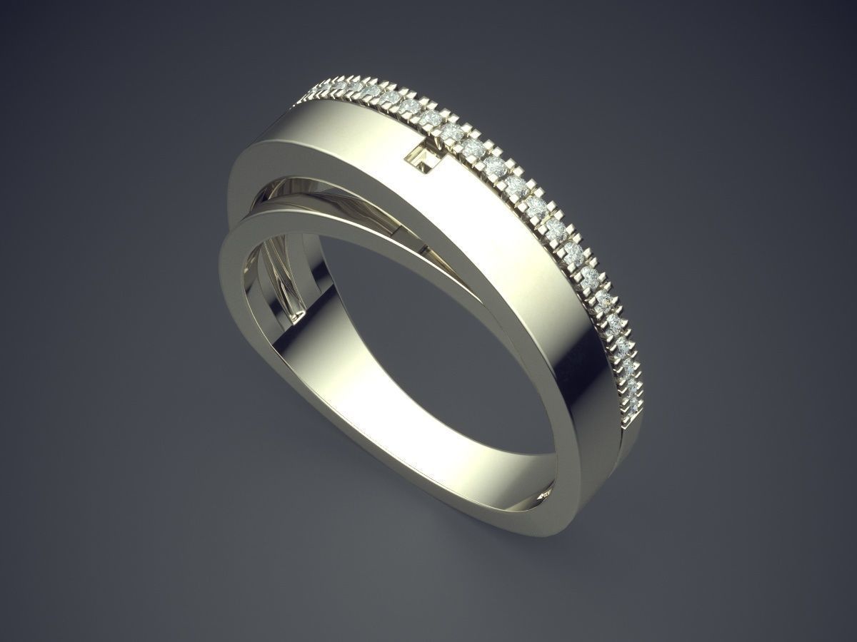 Detailed Ring With Diamonds 2692 3D print model_1