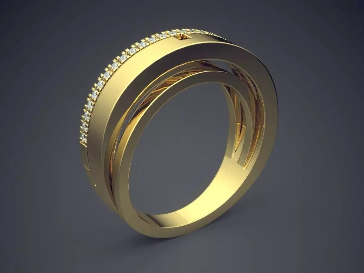 Detailed Ring With Diamonds 2692 3D print model_0