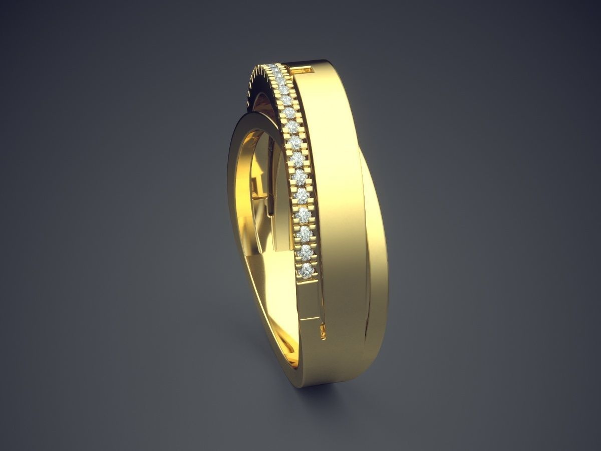 Detailed Ring With Diamonds 2692 3D print model_3