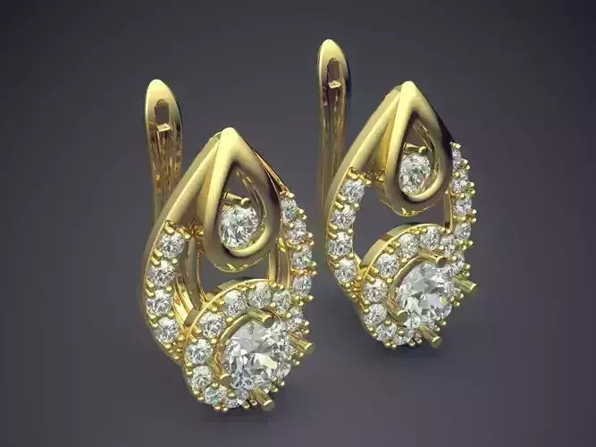 Luxurious Earrings With Diamonds 2691 3D print model
