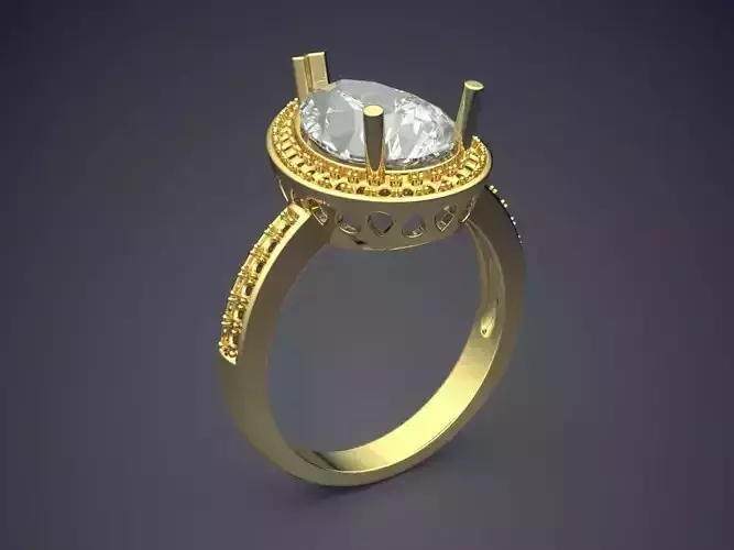 Simple Minimalistic Raindrop-Shaped Diamond Ring