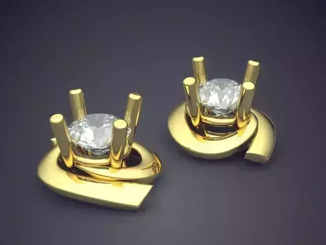 Beautiful Swirled Earrings with Diamonds