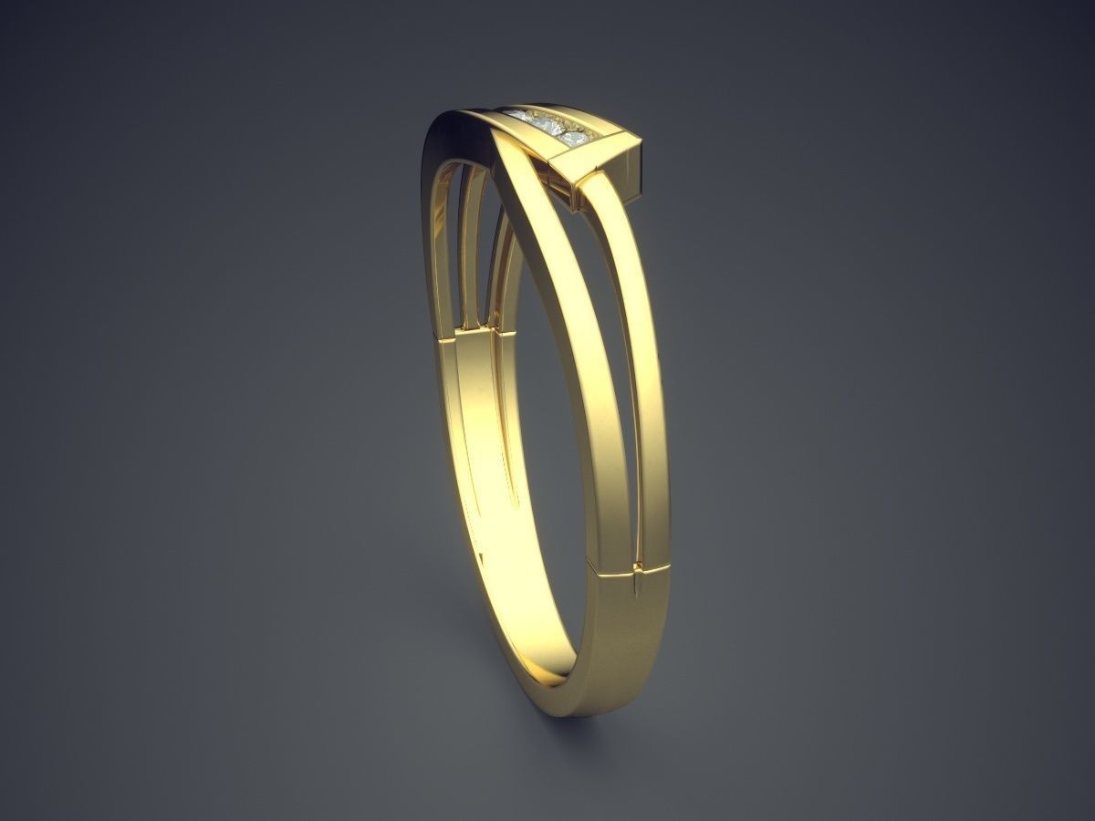 Dainty Every-day Ring with Small Diamonds 3D print model_3