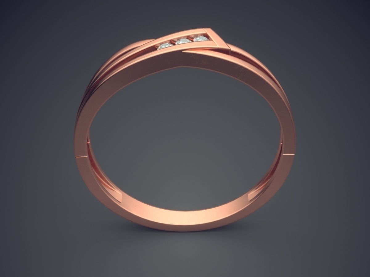 Dainty Every-day Ring with Small Diamonds 3D print model_2