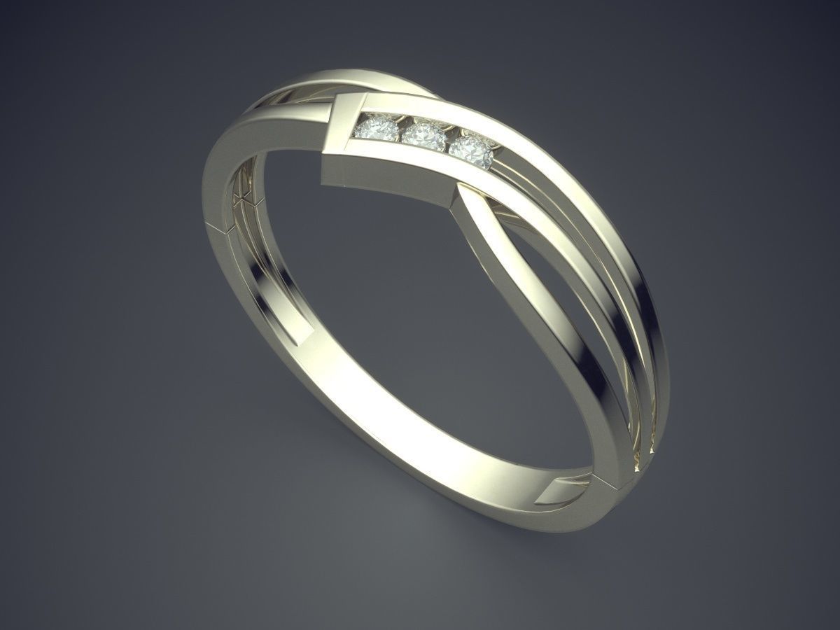 Dainty Every-day Ring with Small Diamonds 3D print model_1