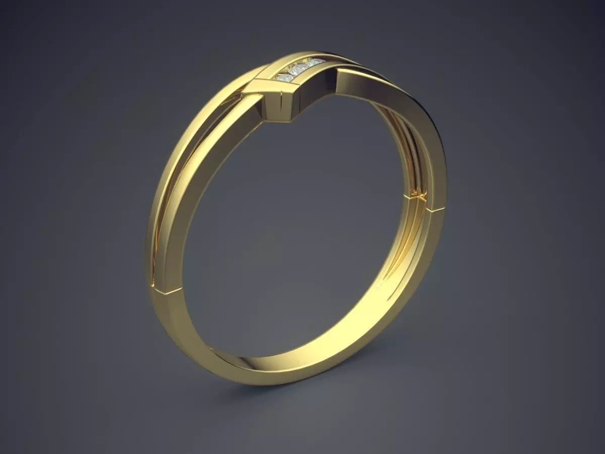 Dainty Every-day Ring with Small Diamonds 3D print model_0