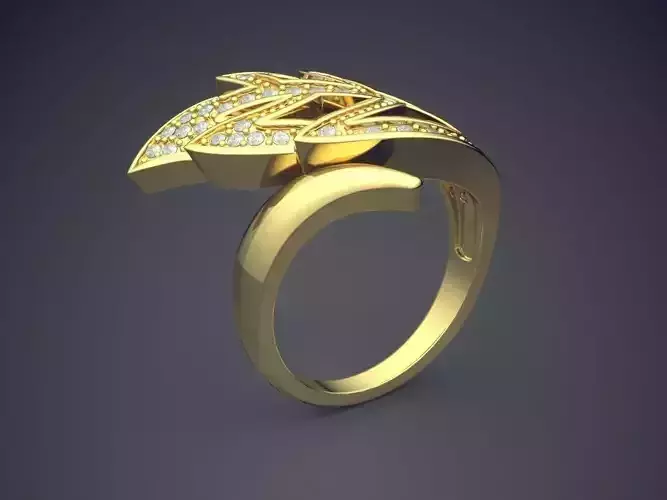 Curved Unique Ring With Small Diamonds 268