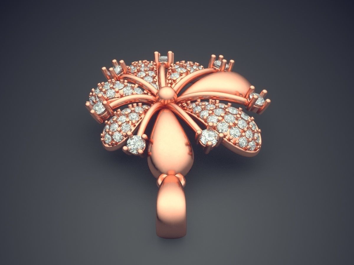 Simple Classic Palm-Shaped Pendant With Diamonds 3D print model_2