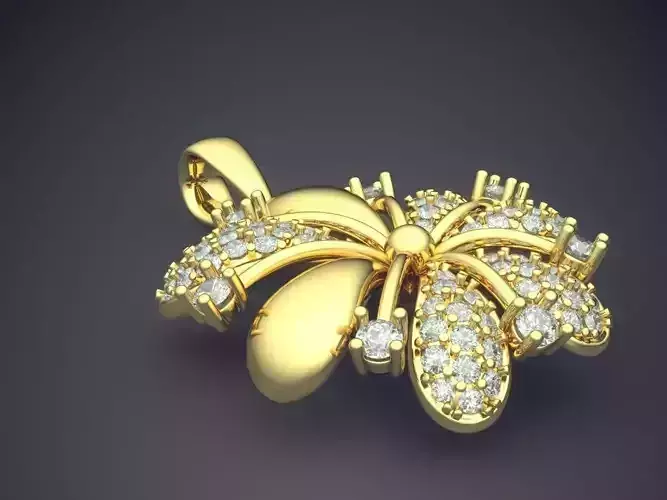 Simple Classic Palm-Shaped Pendant With Diamonds