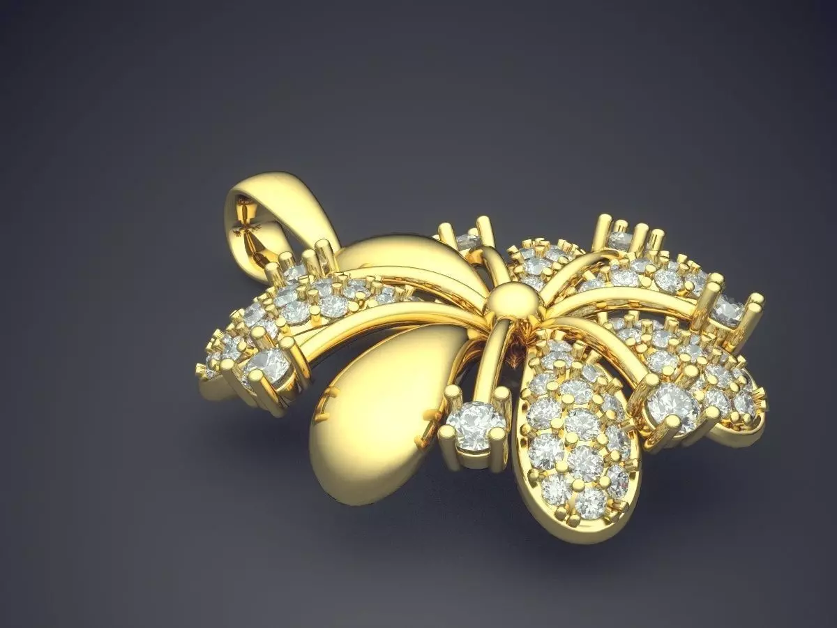 Simple Classic Palm-Shaped Pendant With Diamonds 3D print model_0