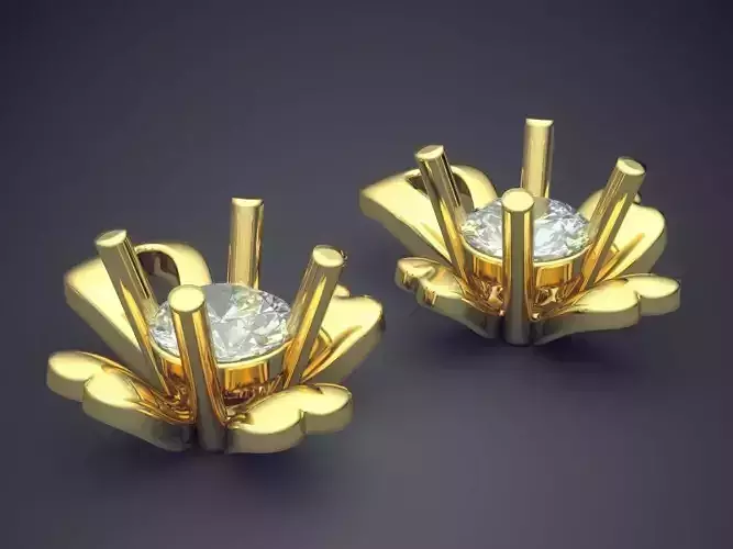 Flower Shape Earrings With Diamond 2676