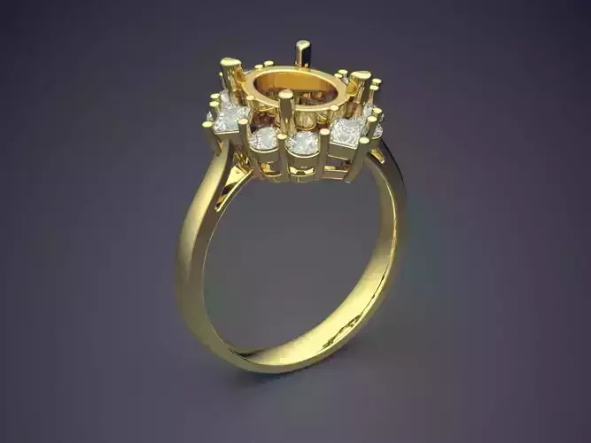 Flower-shaped Ring With Diamonds 2673 3D print model