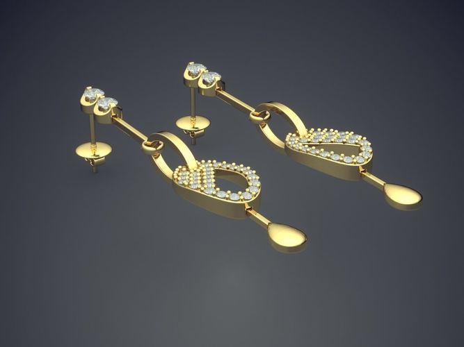 Unique Earrings With Diamonds 2674 3D print model