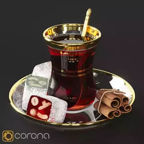 Turkish Tea and Delights 3D model