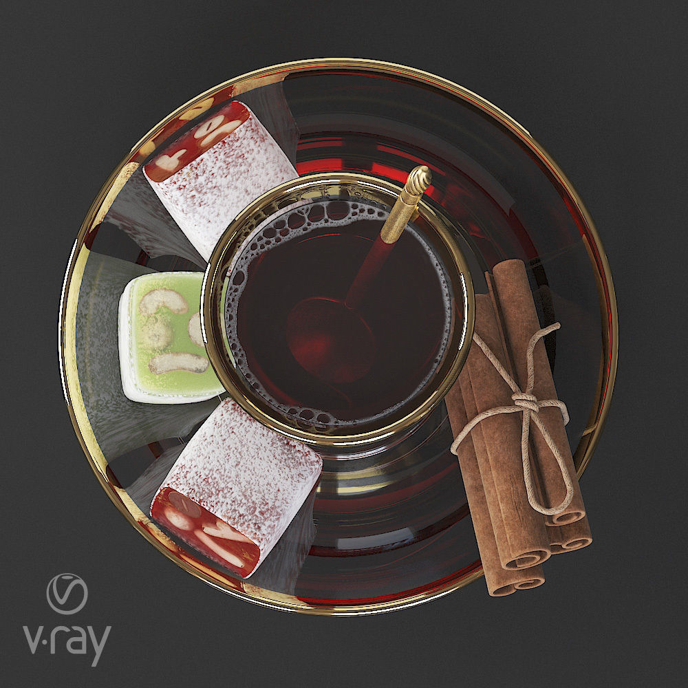 Turkish Tea and Delights 3D model_2