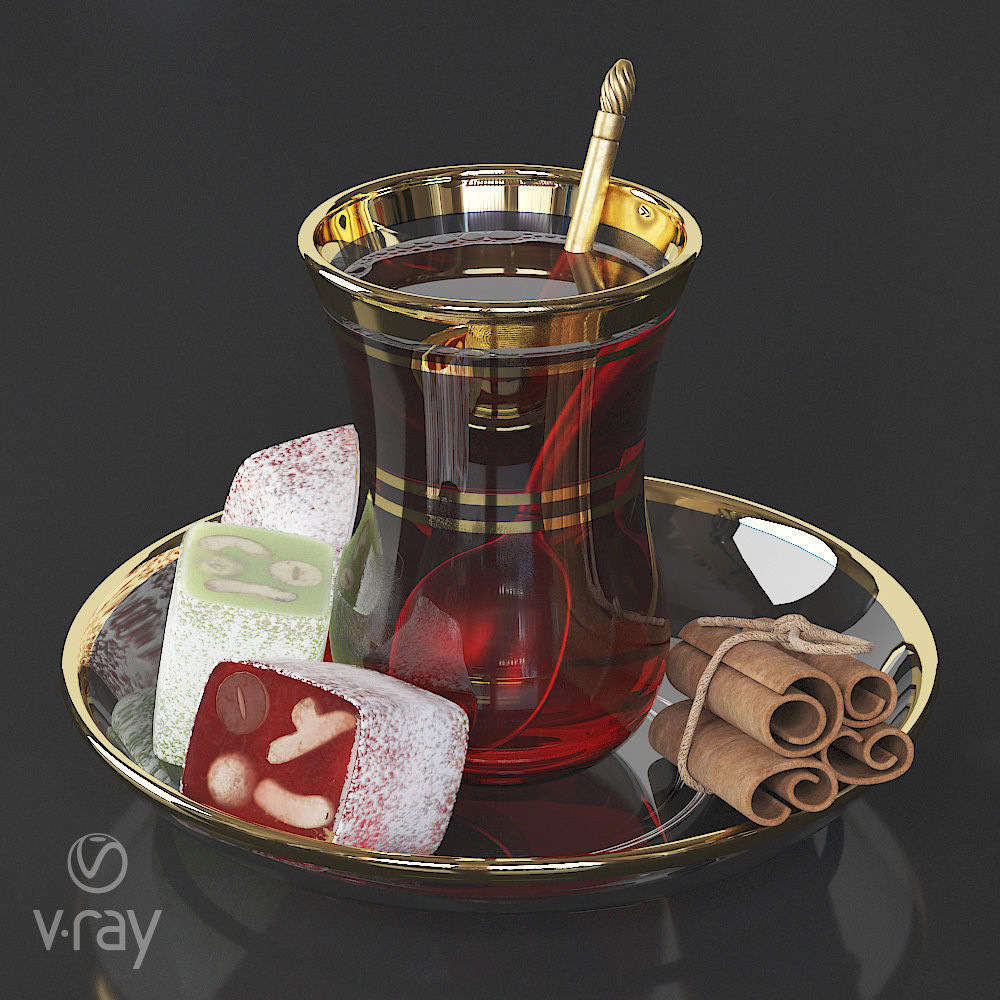 Turkish Tea and Delights 3D model_1
