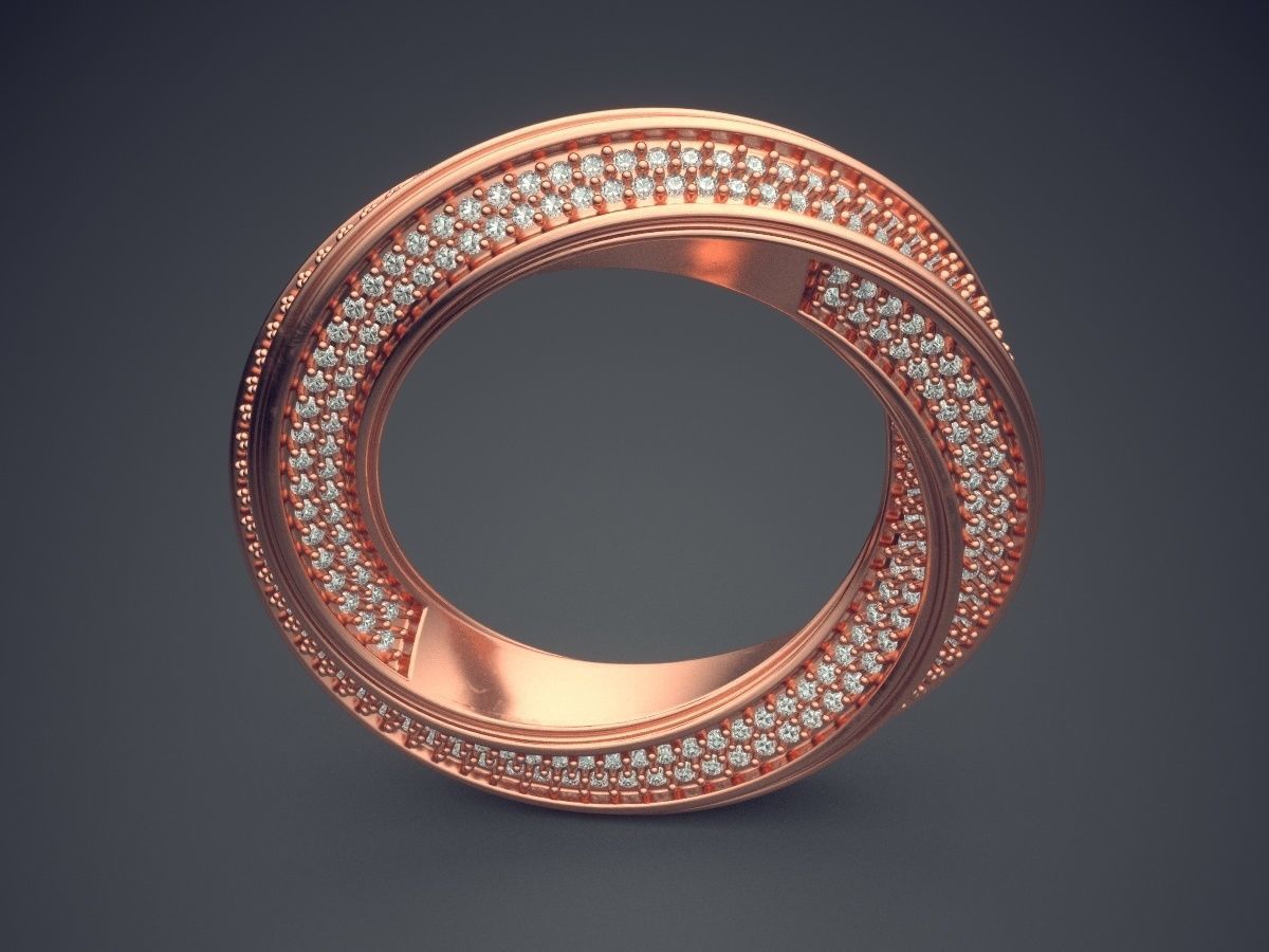 Curved Ring With Tiny Diamonds 2675 3D print model_2
