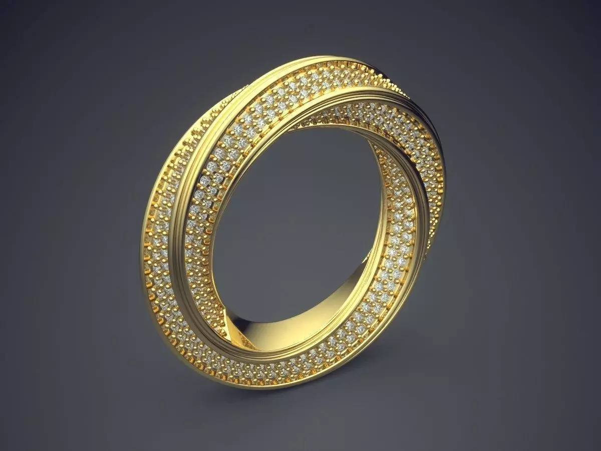 Curved Ring With Tiny Diamonds 2675 3D print model_0