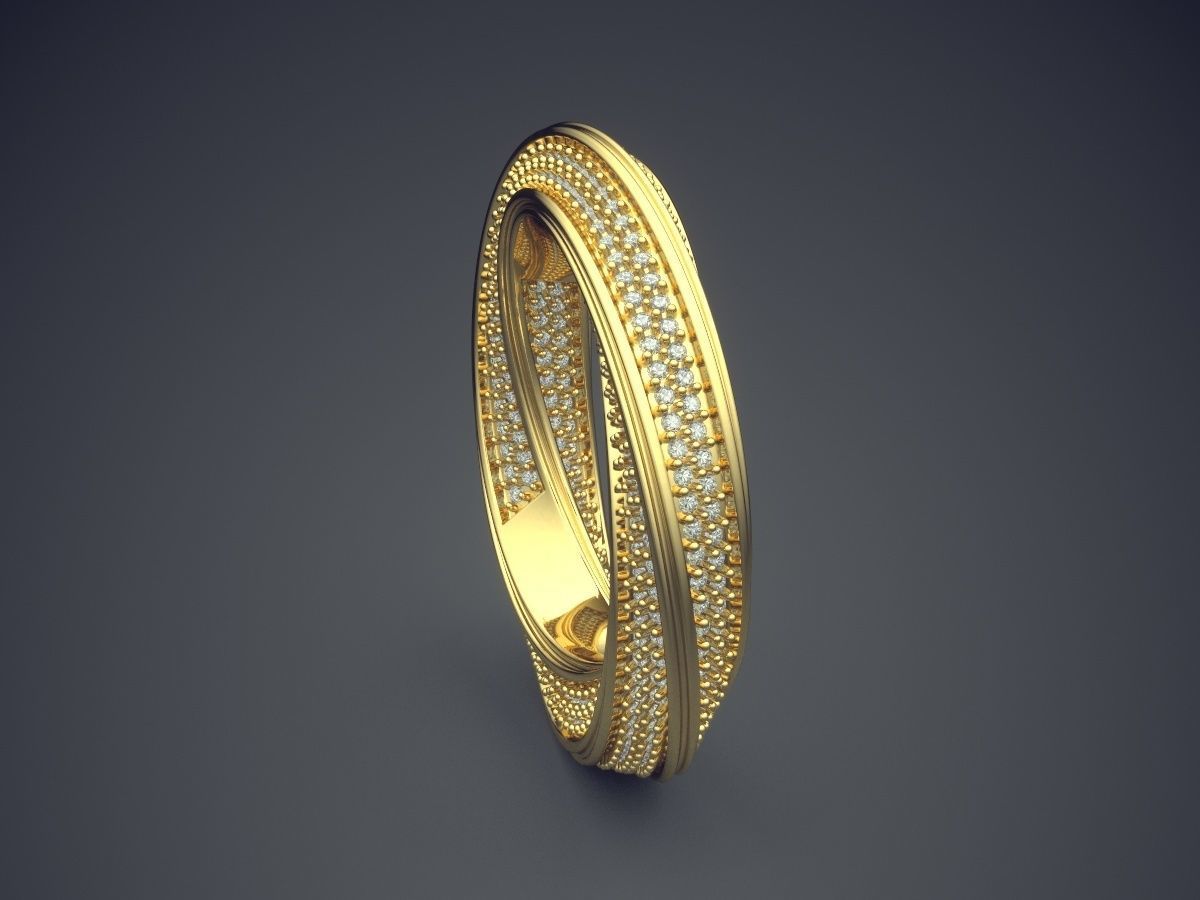 Curved Ring With Tiny Diamonds 2675 3D print model_3