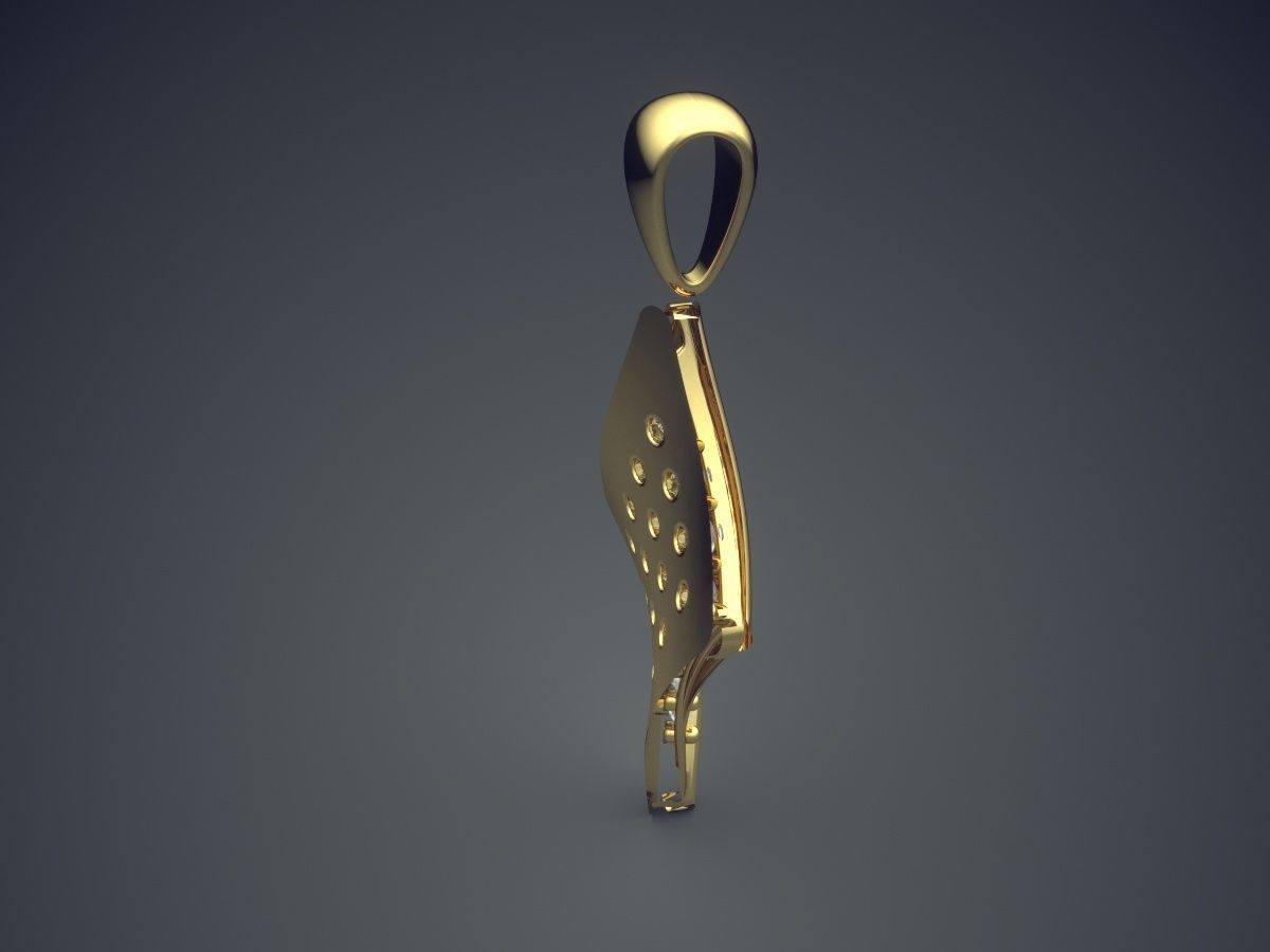 Cute Simple Minimal Pendant With Diamonds 3D print model_3