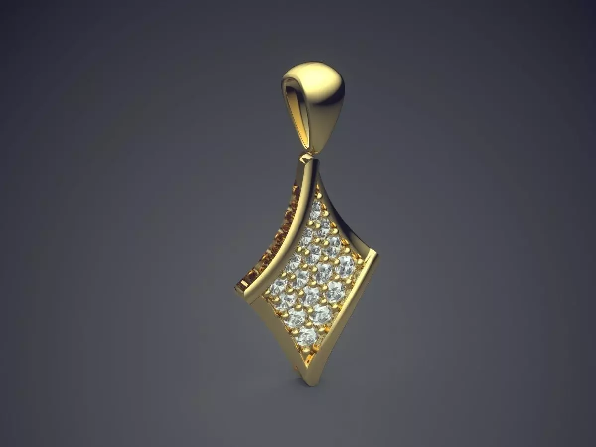 Cute Simple Minimal Pendant With Diamonds 3D print model_0