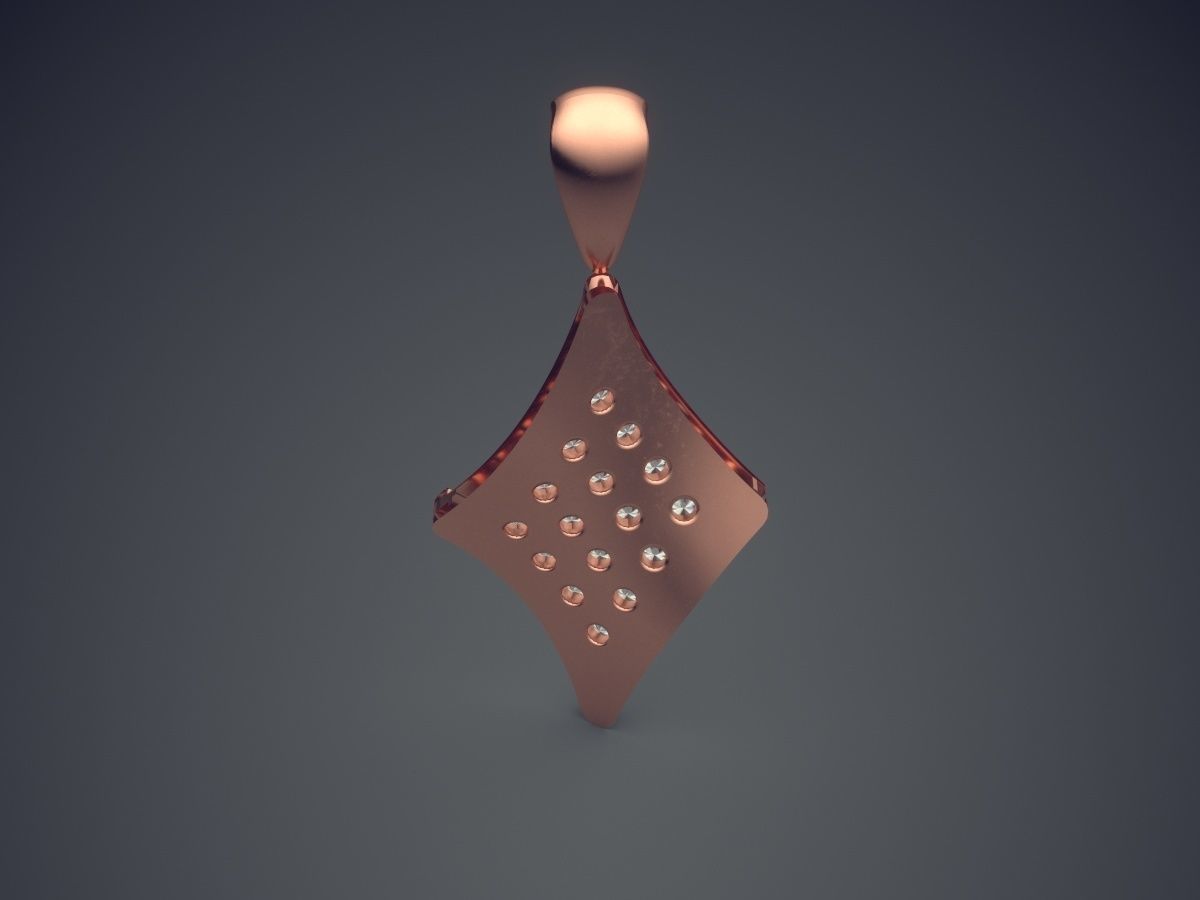 Cute Simple Minimal Pendant With Diamonds 3D print model_2