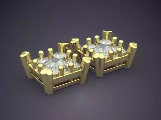 Classic Casual Square Shaped Earrings With Diamonds