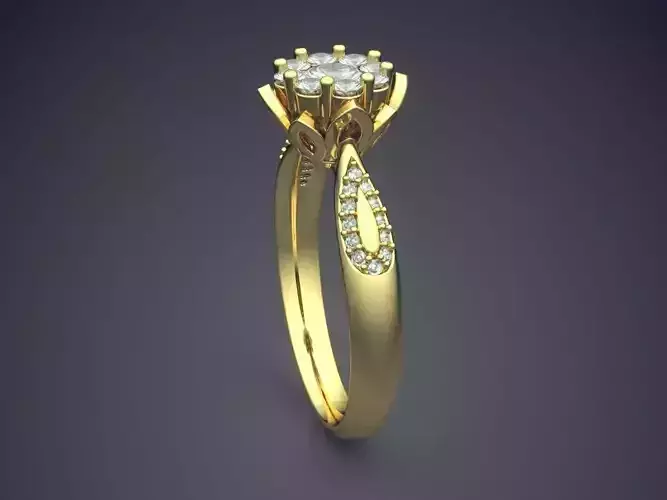 Flower-shaped Engagement Ring With Diamonds 2666